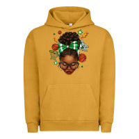 Pigment Peanut Butter Afro Messy Bun Basketball Green Bow Urban Hoodie - texasbilliewilder