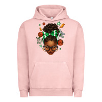 Pigment Salmon Afro Messy Bun Basketball Green Bow Urban Hoodie - texasbilliewilder