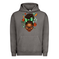 Pigment Tornado Afro Messy Bun Basketball Green Bow Urban Hoodie - texasbilliewilder
