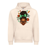 Sandshell Afro Messy Bun Basketball Green Bow Urban Hoodie - texasbilliewilder