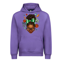 Tulip Afro Messy Bun Basketball Green Bow Urban Hoodie - texasbilliewilder