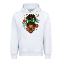 White Afro Messy Bun Basketball Green Bow Urban Hoodie - texasbilliewilder
