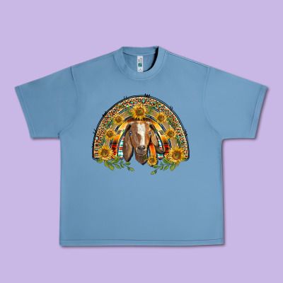 Western Leopard Sunflower Goat Rainbow Urban Heavy Tee Designed By Barkaloodesign