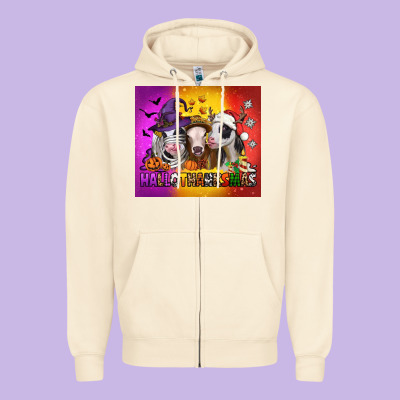 Hallothanksmas Heifers Zipper Hoodie Designed By Jasminsmagicworld