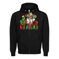 Black feliz navidad Spanish Christmas Zipper Hoodie - Jasminsmagicworld