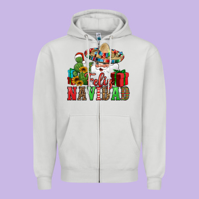 Feliz Navidad Spanish Christmas Zipper Hoodie Designed By Jasminsmagicworld