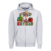 Heather Grey feliz navidad Spanish Christmas Zipper Hoodie - Jasminsmagicworld