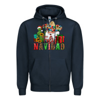 Navy feliz navidad Spanish Christmas Zipper Hoodie - Jasminsmagicworld