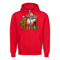 Red feliz navidad Spanish Christmas Zipper Hoodie - Jasminsmagicworld