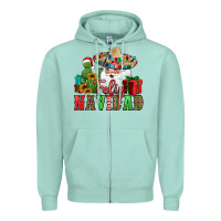 Seafoam feliz navidad Spanish Christmas Zipper Hoodie - Jasminsmagicworld