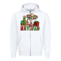 White feliz navidad Spanish Christmas Zipper Hoodie - Jasminsmagicworld