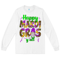 White happy mardi gras y'all gnome Long Sleeve Tee - JahusDesignShop