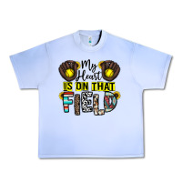 Grape Ice my heart is on that field Urban Heavy Tee - CowhideDigitalArt