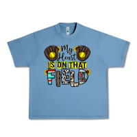 Pebble Blue my heart is on that field Urban Heavy Tee - CowhideDigitalArt