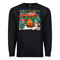 Black merry christmas with camper van Premium Sweatshirt - NancyCooperArtShop