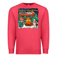 Cardinal merry christmas with camper van Premium Sweatshirt - NancyCooperArtShop