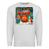 Dove Grey merry christmas with camper van Premium Sweatshirt - NancyCooperArtShop