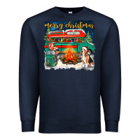 Navy merry christmas with camper van Premium Sweatshirt - NancyCooperArtShop