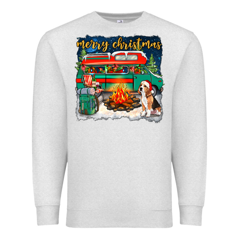 Merry Christmas With Camper Van Premium Sweatshirt by NancyCooperArtShop | Teevron