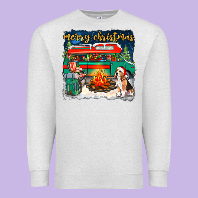 Merry Christmas With Camper Van Premium Sweatshirt Designed By Nancycooperartshop