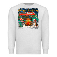 Oatmeal Heather merry christmas with camper van Premium Sweatshirt - NancyCooperArtShop