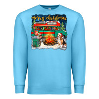 Ocean Blue merry christmas with camper van Premium Sweatshirt - NancyCooperArtShop