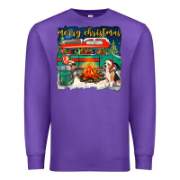 Purple merry christmas with camper van Premium Sweatshirt - NancyCooperArtShop