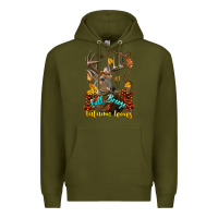 Army Green Fall Breeze And Autumn Leaves Deer Premium Hoodie - LillyAllenDesigns