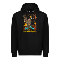 Black Fall Breeze And Autumn Leaves Deer Premium Hoodie - LillyAllenDesigns