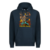 Navy Fall Breeze And Autumn Leaves Deer Premium Hoodie - LillyAllenDesigns