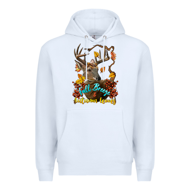 Fall Breeze And Autumn Leaves Deer Premium Hoodie by LillyAllenDesigns | Teevron