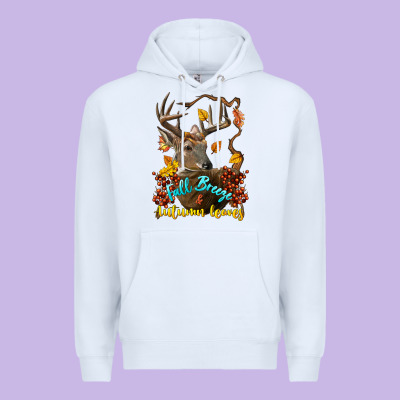 Fall Breeze And Autumn Leaves Deer Premium Hoodie Designed By Lillyallendesigns