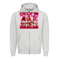 Dove Grey valentines gnomies with leopard Zipper Hoodie - NancyCooperArtShop