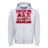 Heather Grey valentines gnomies with leopard Zipper Hoodie - NancyCooperArtShop