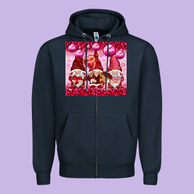 Valentines Gnomies With Leopard Zipper Hoodie Designed By Nancycooperartshop