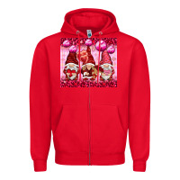 Red valentines gnomies with leopard Zipper Hoodie - NancyCooperArtShop