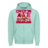 Seafoam valentines gnomies with leopard Zipper Hoodie - NancyCooperArtShop