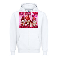 White valentines gnomies with leopard Zipper Hoodie - NancyCooperArtShop