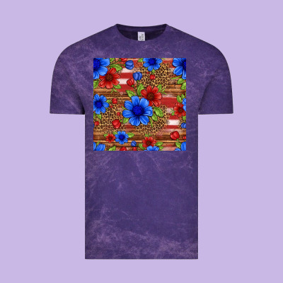 Patriotic Flowers Seamless Pattern Vintage Tee Designed By Hra Design Shop