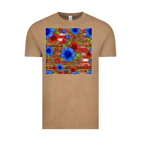 Vintage Coffee patriotic flowers seamless pattern Vintage Tee - HRA Design Shop