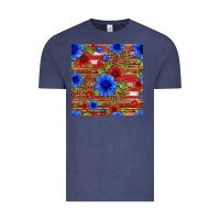 Vintage Denim patriotic flowers seamless pattern Vintage Tee - HRA Design Shop