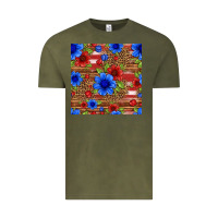 Vintage Olive patriotic flowers seamless pattern Vintage Tee - HRA Design Shop