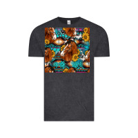 Vintage Black sunflower horses seamless pattern Vintage Tee - HRA Design Shop