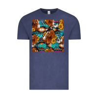Vintage Denim sunflower horses seamless pattern Vintage Tee - HRA Design Shop