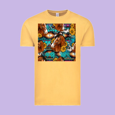 Sunflower Horses Seamless Pattern Vintage Tee Designed By Hra Design Shop