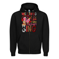 Black wild thing you make my heart sing Zipper Hoodie - NancyCooperArtShop