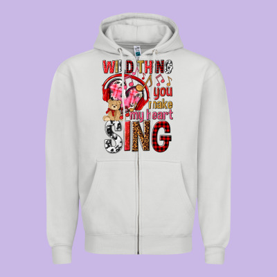 Wild Thing You Make My Heart Sing Zipper Hoodie Designed By Nancycooperartshop