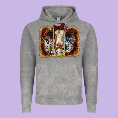 Heifer Cow Christmas Western Background Vintage Hoodie Designed By Ranaportraitstore