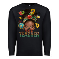 Black math teacher life afro messy bun Premium Sweatshirt - NancyCooperArtShop