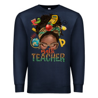 Navy math teacher life afro messy bun Premium Sweatshirt - NancyCooperArtShop